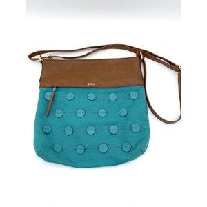 Relic Crossbody Shoulder Bag Purse Turquoise Aqua Blue Dot Accent Design